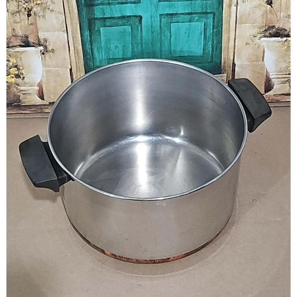 Vintage 1801 Revere Ware 6 Quart Stock Pot Copper Bottom No Lid Clean
